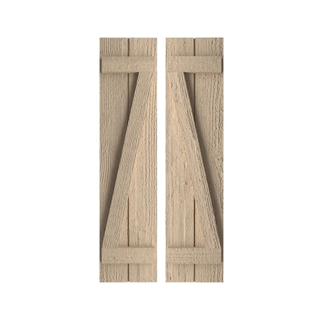 Rustic Two Board Joined Board-n-Batten Rough Sawn Faux Wood Shutters W/Z-Board, 11W X 36H